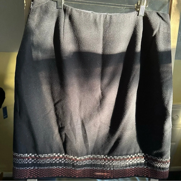 Boden Wool Blend A-Line Skirt‎ Women's Size 12L Blue Embroidered Accents Lined - Picture 3 of 8